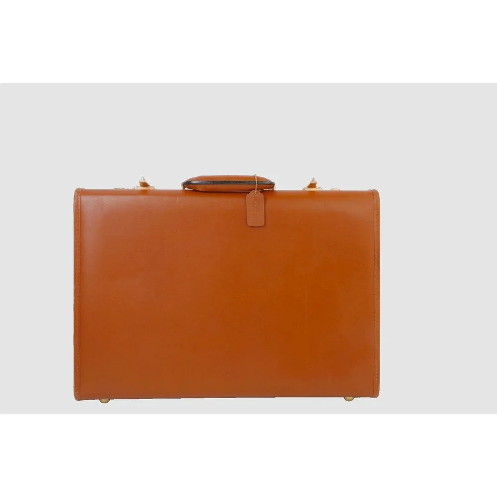 Vintage Coach Briefcase British Tan Leather Hardside Attache Presto Combination